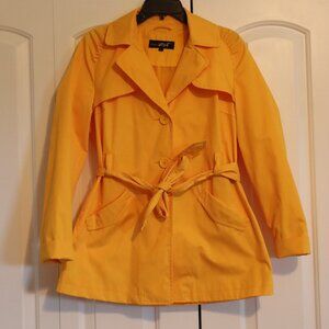 Black Rivet Sunny Yellow Trench Water Resistant Jacket Tie Belt Size Large